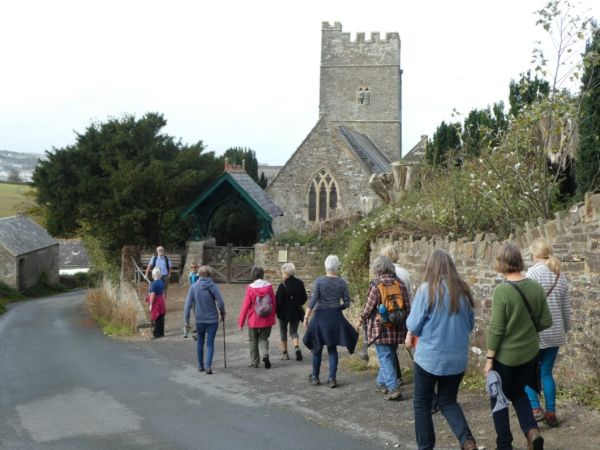 walkers near church